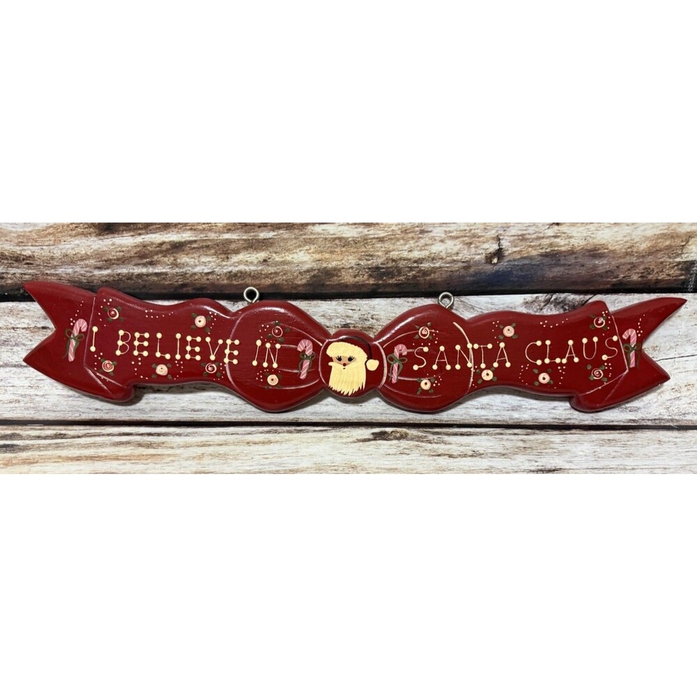 VTG  Christmas Wooden I BELIEVE In Santa Wall Art  Handmade In Mexico Country